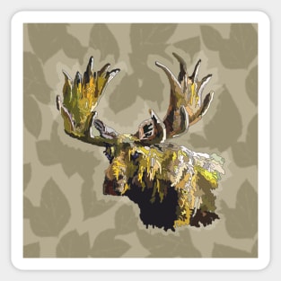 Funky Moose with Leaves Sticker